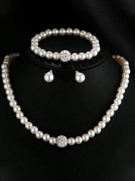 Colares de pingente Zircon Imitação de Pérolas Colar Brincos Pulseira Conjunto para Mulheres Meninas Festa de Casamento Moda Romântica Jóias Presentes 231201