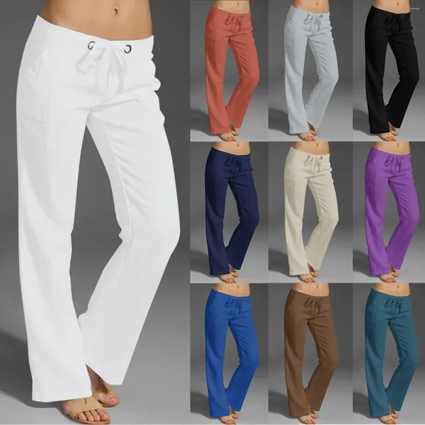 Мужские брюки женские свободные повседневные 2023 продукт винтажные однотонные с эластичной резинкой на талии хлопок лен европейский и американский