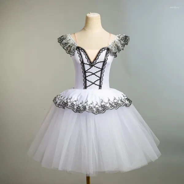 Gonna da balletto professionale per bambini, da palcoscenico, per ragazze, donne, bianco, nero, cigno, costumi di danza, spettacolo, clown, abito lungo in tulle