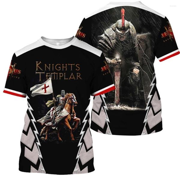 Magliette da uomo T-shirt con stampa Knight T-shirt trendy personalizzata manica corta estiva per sport all'aria aperta T-shirt taglie forti