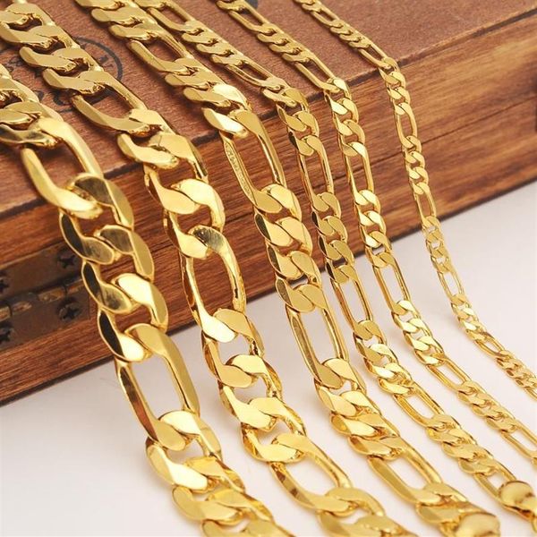 Gold Gefüllt Solide Halskette Curb Figaro Ketten Armband Link Männer Halsband Männlich Weiblich Zubehör Mode Party Geschenke Chokers220h