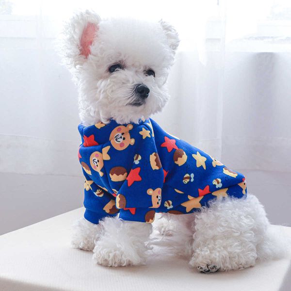 0WS3 Abbigliamento per cani Petcircle Abbigliamento Teddy Autunno Gatto Pet Morbido Royal Blue Bear Camicia girocollo