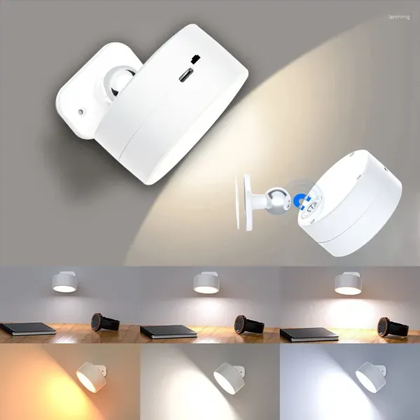 Rotação da lâmpada de parede 360 graus LED toque de controle remoto gabinete spotlight holofotes USB Charging sucção magnética Night Light Cabra Lâmpadas