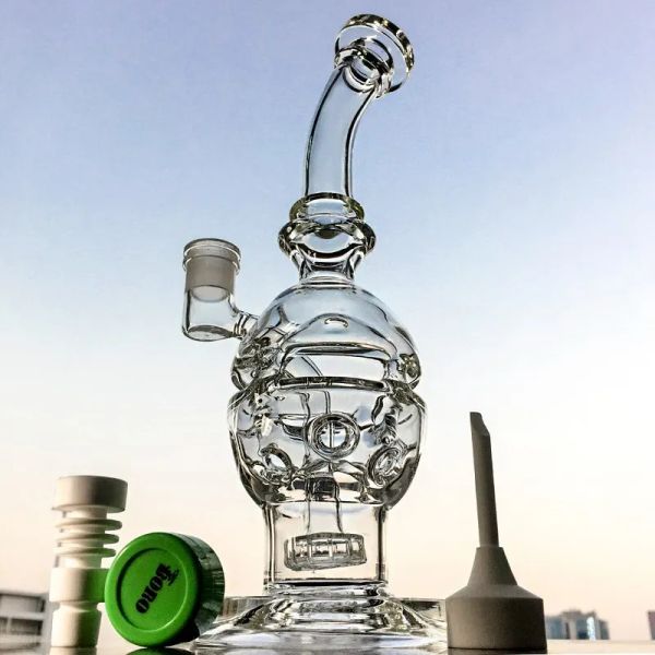 Faberge Fab Egg Recycler Бонг Кальяны Водопроводная насадка для душа Perc Dab Нефтяные вышки Стеклянные бонги Курительные водопроводные трубки с 14-миллиметровым соединением MFE01 ZZ