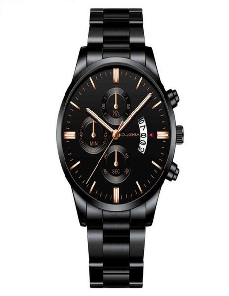 Nxy Fashion Uhren Armbänder für Herren Gold Cuena 845 Men039s Belt Calendar Sports Steel Reloj Dial Watch 2203165081199