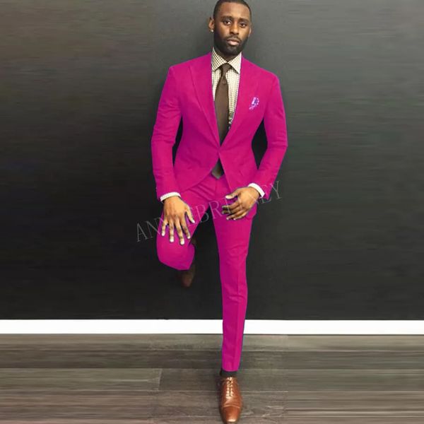 Abiti da uomo Blazer Moda Abito rosa da uomo Set Prom Wedding per giacca slim fit su misura Blazer da sposo matrimonio smoking giacca pantaloni 231201