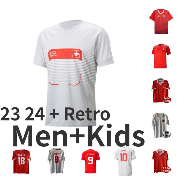 2023 2024 Schweiz Fußballtrikots EMBOLO SHAQIRI XHAKA ELVEDI AKANJI ZAKARIA SOW Fußballtrikots SWISS Home Away SFORZA GEIGER WICKY KNUP 1994 95 96 Retro-Uniform