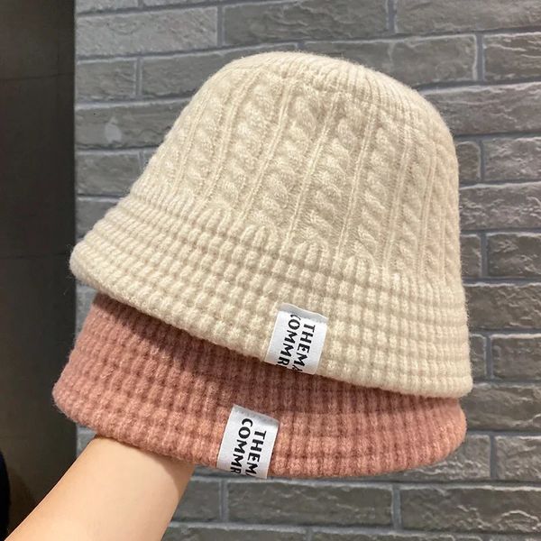 Cappelli a tesa larga Cappello da donna a secchiello Cappello di lana caldo lavorato a maglia Berretto da pescatore invernale Casual pieghevole Panama Coreano lavorato a maglia Y2k Sole all'aperto 231130