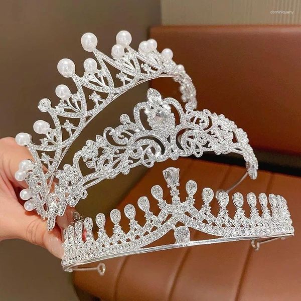 Fermagli per capelli DIEZI Donna Ragazza Colore argento Corona Copricapo Tiara di cristallo coreana Abito da compleanno alla moda Accessori con strass