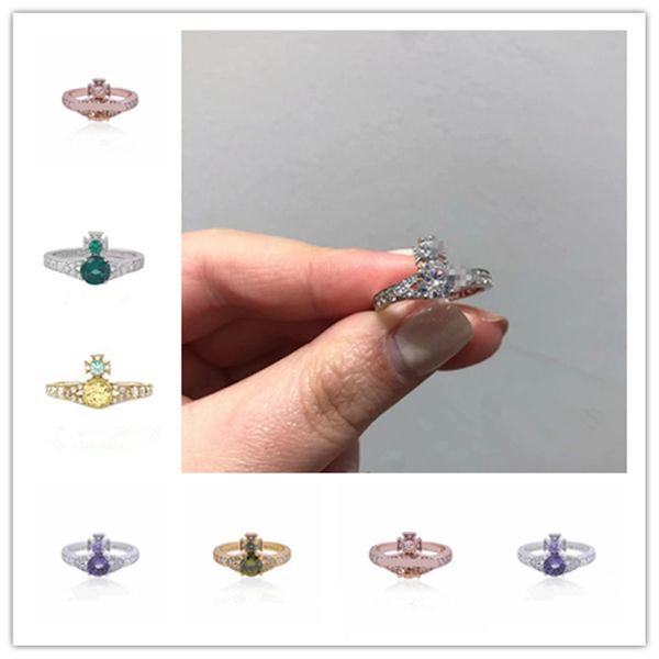 mit Box Neuer Designer Vivians Diamant-Bandring für Frau Mann 925 Sterling Silber Venus Saturn Persönlichkeit mehrfarbig Heißer Verkauf Ringe Schmuck Verlobungsgeschenke