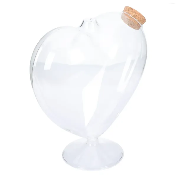 Vasen, die eine Flasche wünschen, herzförmige Glasflaschen, Desktop-Wasserglas mit hohem Boden, Kork, transparente Landschaft, Origami-Stern