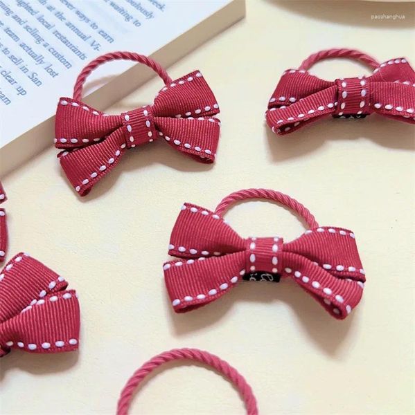 Accessori per capelli 2 pz/set Fasce elastiche con fiocco rosso Cravatta per ragazze Bambini Scrunchies Ornamenti per porta coda di cavallo