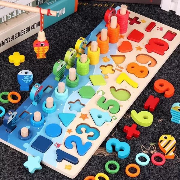 Giocattoli di apprendimento Per Bambini Montessori Matematica Per I Più Piccoli Puzzle Educativi In Legno Pesca Numero Forma Matching Sorter Giochi Da Tavolo Giocattolo Regalo 231201