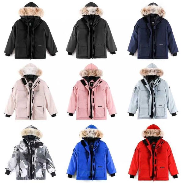 Parka in piumino Piumino d'oca con lo stesso design della spedizione canadese 08 Pelliccia di lupo extra spessa da uomo e da donna di media lunghezza 4660 m Ya02