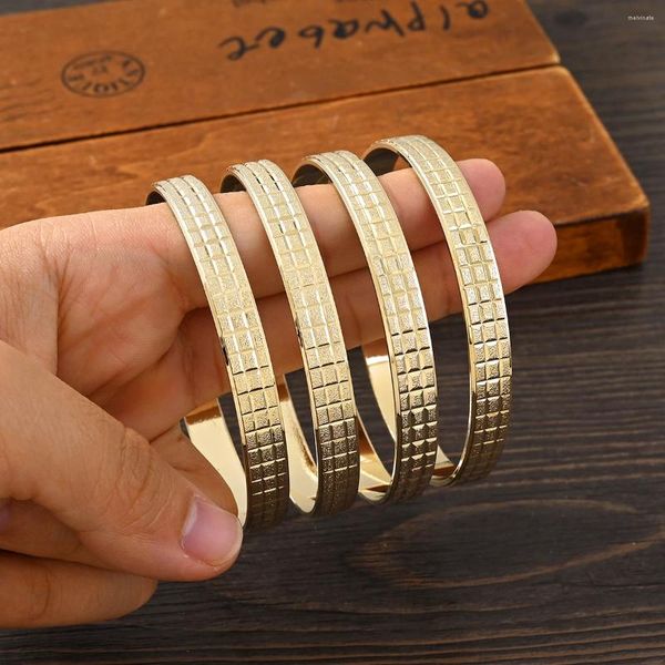 Armreif Geometrie 65MM 9K Gold Farbe Habesha Top Verkauf Erwachsene Größe Einfach Niedlich Armband Schmuck Blumen Mädchen Geburtstag Party Geschenk