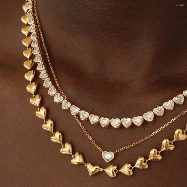 Цепочки в форме сердца, ожерелье, золото/розовое золото/серебро, цвет для женщин, металлические ожерелья высокого качества, размер 41 см, модные украшения в стиле хип-хоп