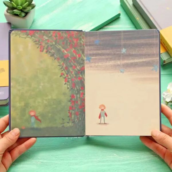 Blocos de notas Color Page Ilustração Cute Notebook Little Prince Series Beautiful Diário Estudante Hardcover Notepad 231201