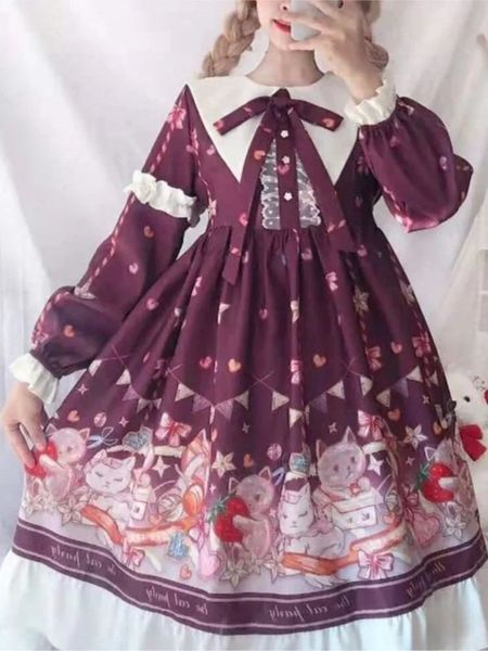 Abiti casual di base Carino donna Lolita OP Abito giapponese Harajuku maniche lunghe Abiti vittoriani Gotico Cosplay Cameriera 231201