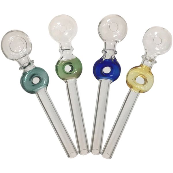 5.5 '' Queimadores de Óleo de Vidro Cachimbos com Câmara de Filtro Círculo Pyrex Tubo de Mão Bubbler Bola 30mm Cores Misturadas