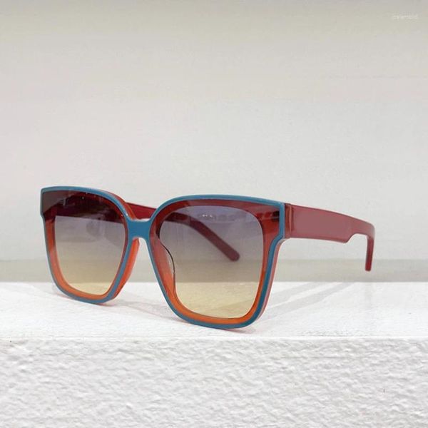 Sonnenbrille Rot Blau Farbblockierung Quadratisch Großer Rahmen Damen 8201R Mode Herrenbrille Verlaufsglas Anti UV400 Schwarz Weiß