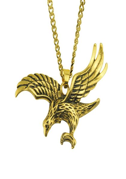 Collar de águila de marca, joyería llamativa, cadena colgante con dije de Animal de halcón de acero inoxidable de Color dorado para hombre 6318340