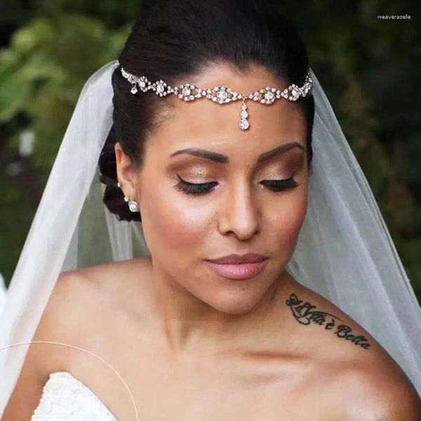 Fermagli per capelli 2023 moda strass catena sulla fronte donne Boemia India lusso cristallo copricapo da sposa regalo di gioielli da sposa