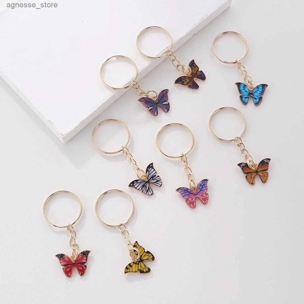 Anahtarlıklar Landards Butterfly Anahtarlık Sevimli Yaz Hayvan Anahtar Zinciri Yüzük Çanta Backpack Charm Earbud Case Aksesuarları Kız Hediye R231201