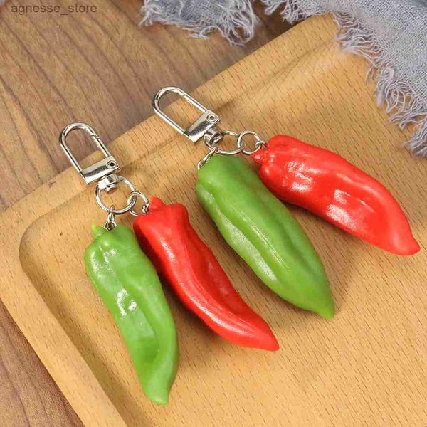 Chaveiros Lanyards Food Pepper Chaveiro Engraçado Vermelho Verde Chili Chaveiro Adereços Chaveiro Saco Encantos Pingente Acessórios de Carro Jóias R231201