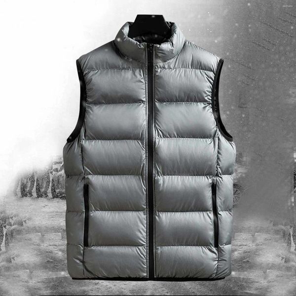 Gilet da uomo Gilet invernale caldo Gilet imbottito imbottito in anatra bianca calda Giacca spessa antivento alla moda Outwear Abbigliamento maschile