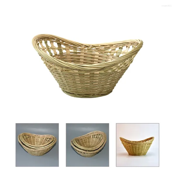 Set di stoviglie Cestino portaoggetti in bambù Articoli vari Cesti decorativi intrecciati Ciotola del tesoro Frutta Stile naturale Uovo Seagrass per la casa