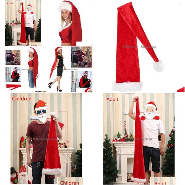Andere Bekleidung Weihnachtsdekorationen Party Weihnachtsmann Lange Mütze Veet Rot Weiß Mütze Kostüm Weihnachten Adt Kinder Stil Hüte Zubehör Dro Dhmi7