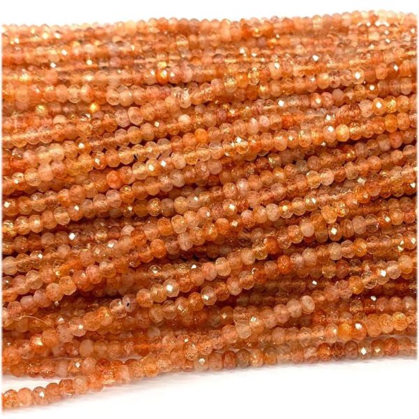 Lose Edelsteine Veemake Sanidine Orange Gold Sonnenstein Facettierte Rondelle Perlen Schmuckdesign Herstellung natürlicher Kristall-DIY-Armbänder