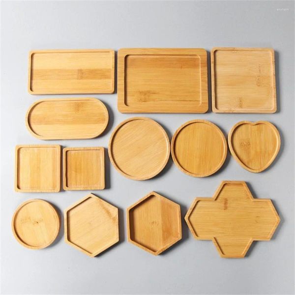 Set di accessori da bagno Cuscino in legno di bambù Sottobicchieri da tè multi-dimensioni A forma di cuore Ellittico Esagonale Rettangolare