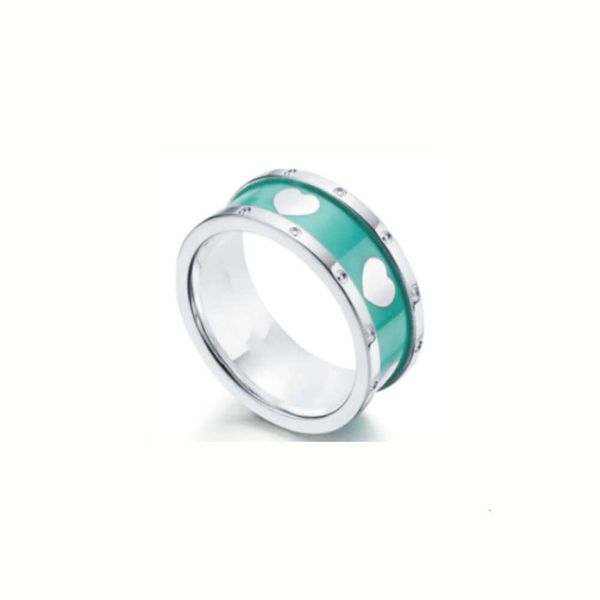 Blaue Box TF Klassischer Designer-TIFF-Ring Top Modischer und süßer herzförmiger Emaille-Ring aus Sterlingsilber von THome mit beliebtem Tijia-Netzwerk für Paare