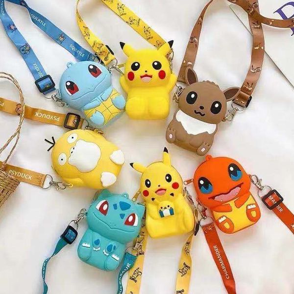 Borsa a tracolla per cartoni animati Borsa a tracolla regolabile per bambina in silicone Kawaii per bambini Borsa a tracolla regolabile 6 stili