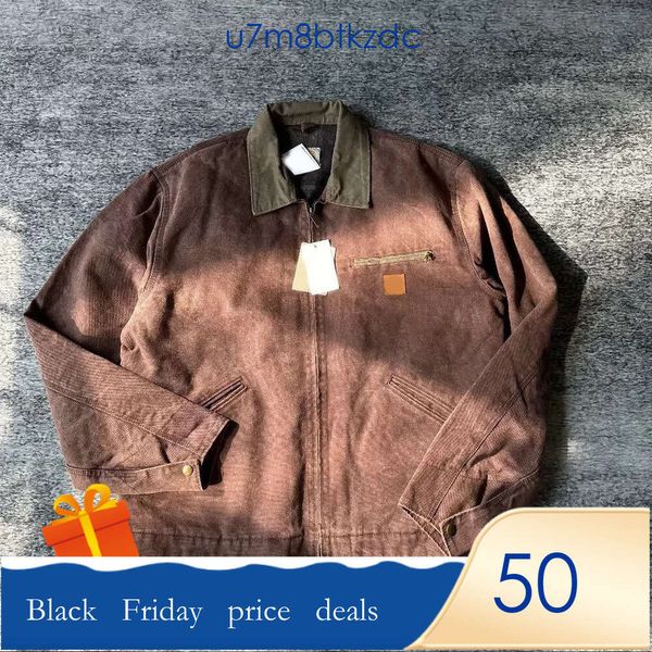 Carhart Ceket Tasarımcı Erkek Ceketler Vintage Yıkanmış Tuval Ceket Pullover Ceket Kapu Boyun Yünlü Giysiler Dış Giyim Yastıklı Katlar Hip Hop Carhart 621