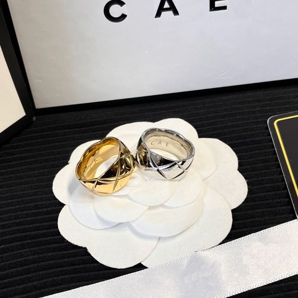 925 prata banhado a charme anéis 18k banhado a ouro anel de diamante de aço inoxidável jóias de presente de alta qualidade novo designer de luxo boutique anel com caixa