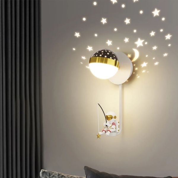 Luminária de parede led de desenho animado, astronauta, sala de crianças, cozinha, sala de jantar, estudo, iluminação infantil, varanda, corredor, decoração