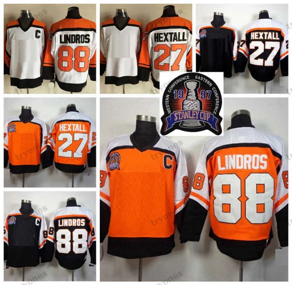 2022 Ed Trikots Orange Stanley C Cup Weiß Vintage Ron Black Hextall Shirts Eric Patch Lindros Herren Eishockey Trikot