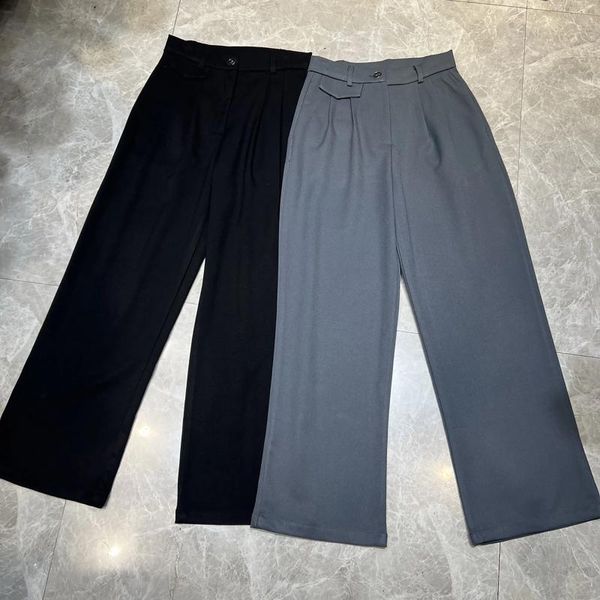 Pantaloni da donna adatti a gamba larga per le donne in autunno vestibilità ampia vita alta drappeggiata casual dritto dimagrante e trascinamento sul pavimento