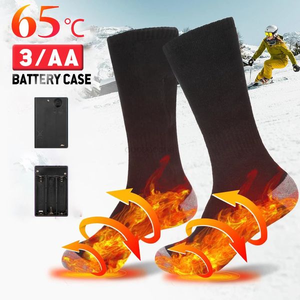 Meias esportivas meias de aquecimento inverno puro algodão elétrico 4000mah meias de aquecimento masculino feminino esportes carregamento manter pés quentes meias de esqui 231201