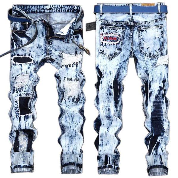 Jeans da uomo Denim Designer Hole Strappato di alta qualità per uomo Taglia 28-38 40 42 Autunno Primavera Hip Hop Punk Streetwear29B4