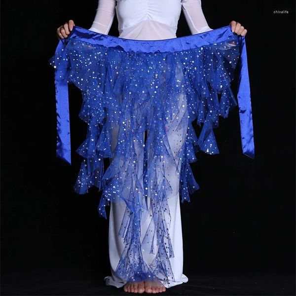 Palco desgaste moda Bellydance Hip lenço 7 cores cinto saia cintura envoltório elegante egito lantejoulas dança do ventre cintura corrente cor sólida