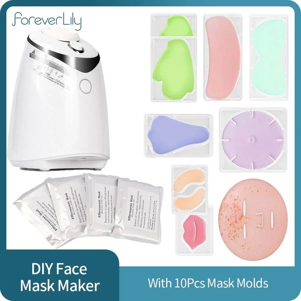 Dispositivos de cuidados faciais DIY Mini Máscara Facial Fabricante Automático Vegetal Natural Colágeno Fruta Máscara Facial Máquina Escova de Cuidados com a Pele com 10 Pcs Moldes de Máscara 231130