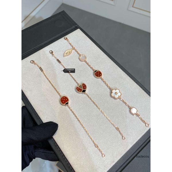 Designer di gioielli Van Clover Bracciale Primavera aperta Ali coccinelle motivi floreali Collana con ciondolo set orecchini a clip Collane fortunate Catene in oro prugna Catena da donna Nec