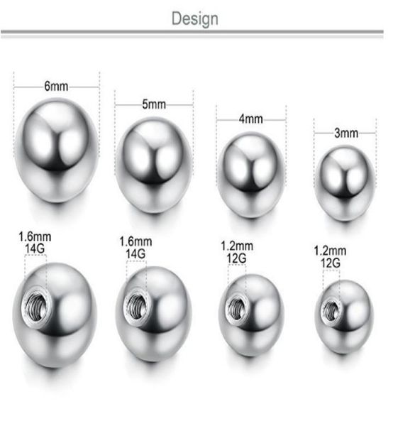 Parafuso de esfera simples, barra de orelha, lábio, sobrancelha, língua, umbigo, acessório de bola, 2mm 25mm 3mm, ferradura, aço inoxidável4980633