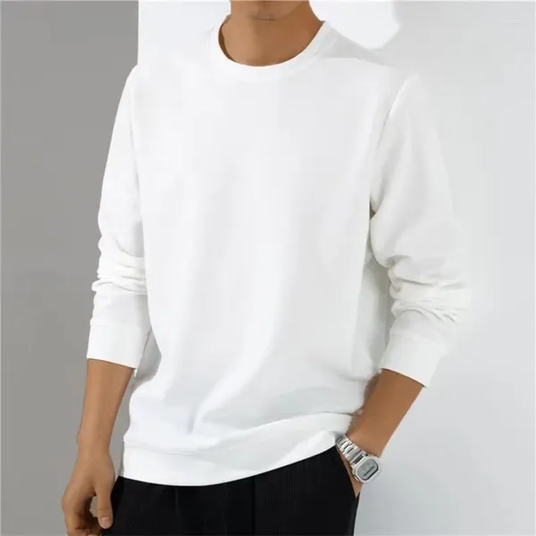 Camisetas masculinas DIHOPE Causal Moda Cor Sólida Manga Comprida Tops Slim Primavera Outono O-pescoço Simples Secagem Rápida Camisetas Roupas