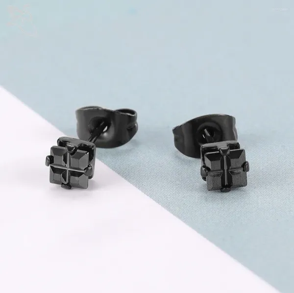 Ohrstecker ZS Quadratische Form Edelstahl Für Damen Herren Schwarz Zirkonia Ohrstecker Piercing Schmuck