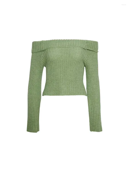 Женские свитера Txlixc, женские вязаные полосатые пуловеры с овальным вырезом и длинными рукавами, осенне-зимние тонкие топы, женская одежда