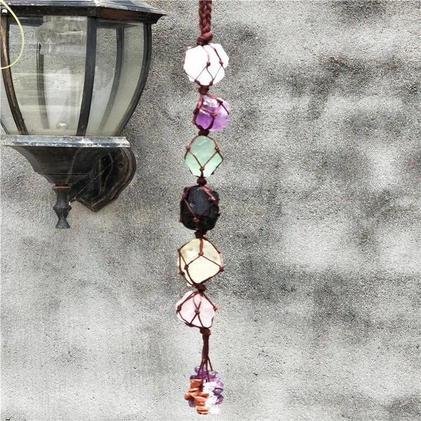 Anhänger Halsketten Naturstein Kristall Schmuck Charme Chakra Handgemacht Garten Auto Hängende Dekoration Heilung Reiki Steine Wand Fenster Dekor